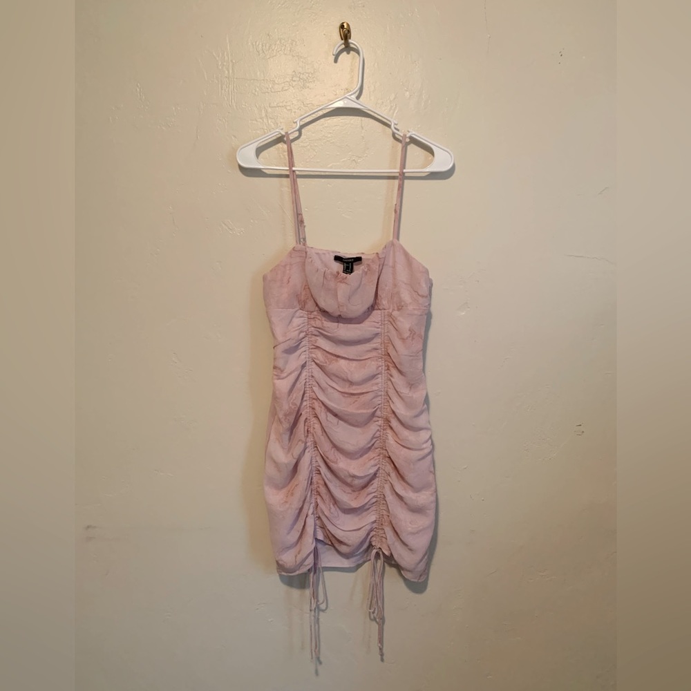 pink coquette soft girl ruched dress with bows